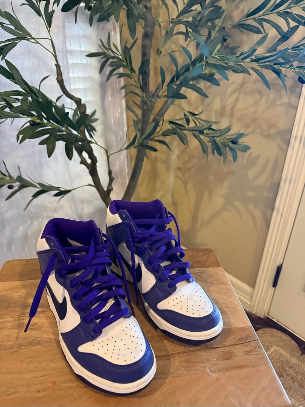 Nike Purple and White Retro High-Top Sneakers
